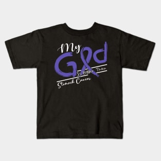 Stomach Cancer Awareness My God Is Stronger - In This Family No One Fights Alone Kids T-Shirt